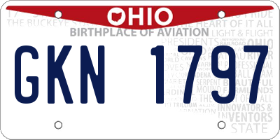 OH license plate GKN1797
