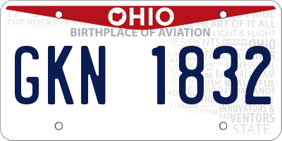 OH license plate GKN1832