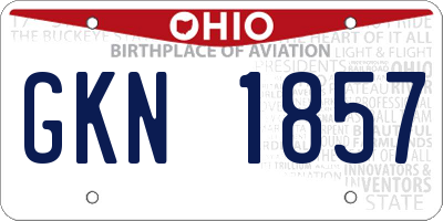 OH license plate GKN1857