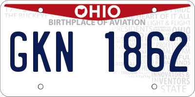 OH license plate GKN1862