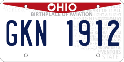 OH license plate GKN1912