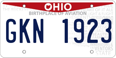 OH license plate GKN1923