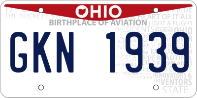 OH license plate GKN1939