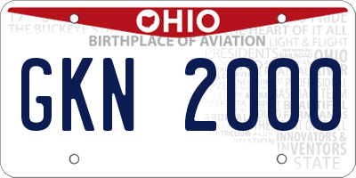 OH license plate GKN2000