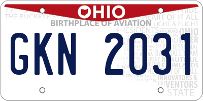 OH license plate GKN2031