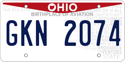 OH license plate GKN2074