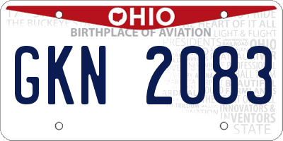 OH license plate GKN2083