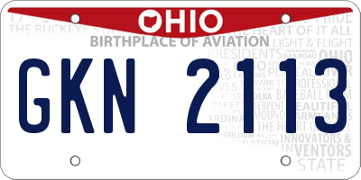 OH license plate GKN2113