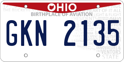 OH license plate GKN2135