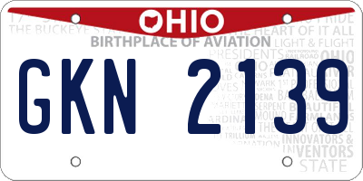 OH license plate GKN2139