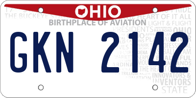 OH license plate GKN2142