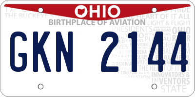 OH license plate GKN2144