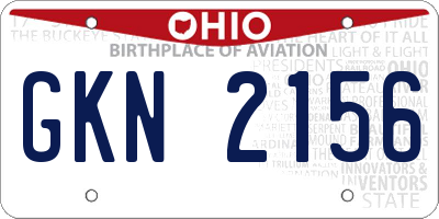 OH license plate GKN2156