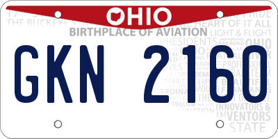OH license plate GKN2160