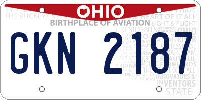 OH license plate GKN2187