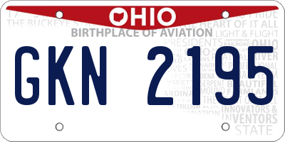 OH license plate GKN2195