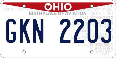 OH license plate GKN2203