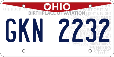 OH license plate GKN2232