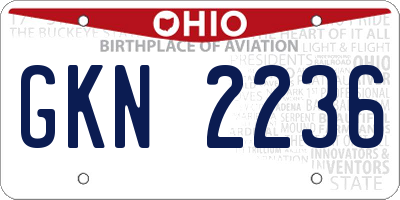 OH license plate GKN2236