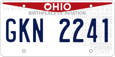 OH license plate GKN2241