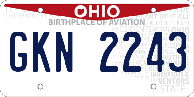 OH license plate GKN2243