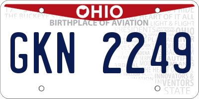 OH license plate GKN2249