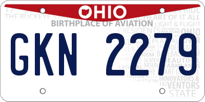 OH license plate GKN2279