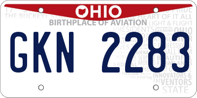OH license plate GKN2283