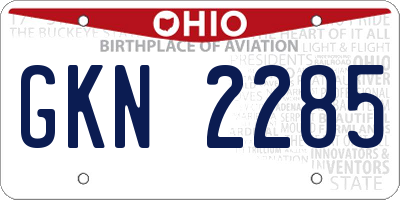 OH license plate GKN2285