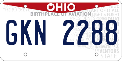 OH license plate GKN2288