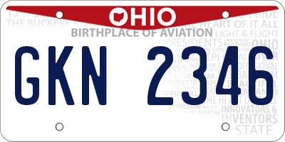OH license plate GKN2346