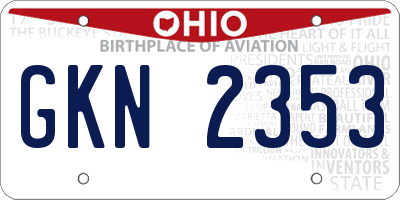 OH license plate GKN2353