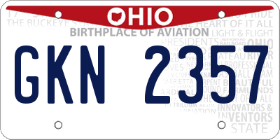 OH license plate GKN2357