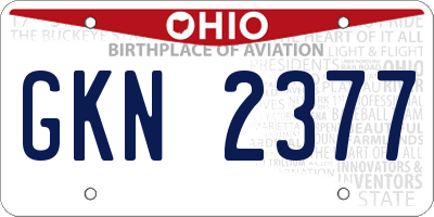 OH license plate GKN2377
