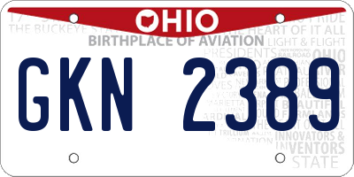 OH license plate GKN2389