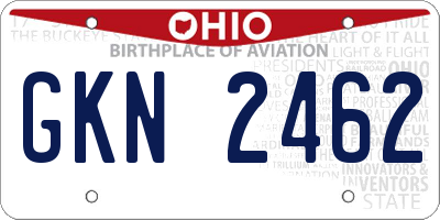 OH license plate GKN2462