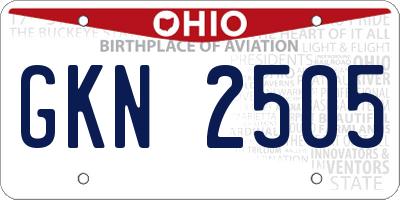 OH license plate GKN2505