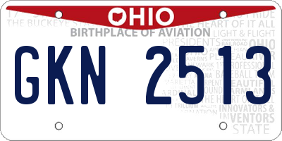 OH license plate GKN2513