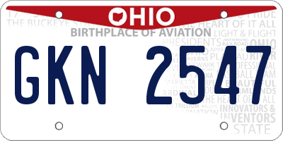 OH license plate GKN2547