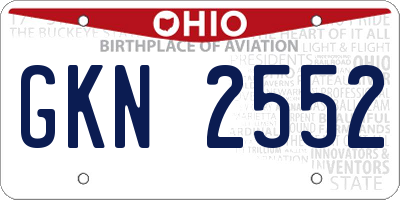OH license plate GKN2552