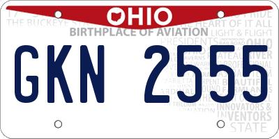 OH license plate GKN2555