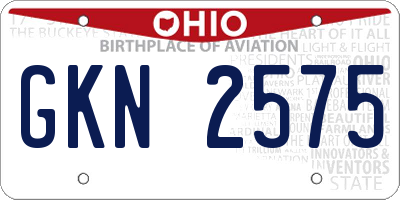 OH license plate GKN2575