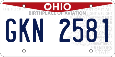 OH license plate GKN2581