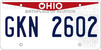 OH license plate GKN2602
