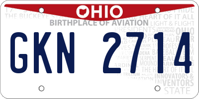 OH license plate GKN2714
