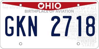 OH license plate GKN2718