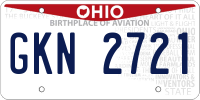 OH license plate GKN2721