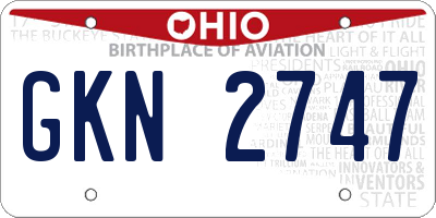 OH license plate GKN2747