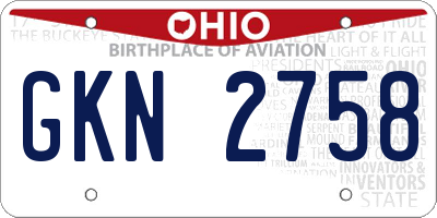 OH license plate GKN2758