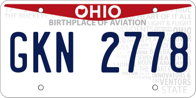 OH license plate GKN2778